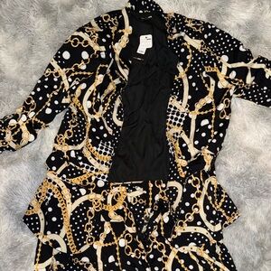 Printed Matching Blazer and Short Set